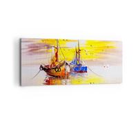 Impression sur Toile 100x40cm Tableaux Image Photo Bateaux soleil mer voyage