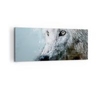 Impression sur Toile 100x40cm Tableaux Image Photo Blanc Le Loup Image