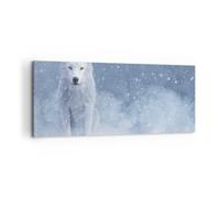 Impression sur Toile 100x40cm Tableaux Image Photo Blanc Loup Neige Decoration