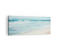 Impression sur Toile 100x40cm Tableaux Image Photo Bord Vague Eau Art Decoration