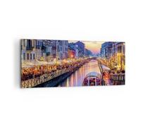 Impression sur Toile 100x40cm Tableaux Image Photo Canal Grande Soir Decoration