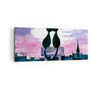 Impression sur Toile 100x40cm Tableaux Image Photo Chats toit amour animal