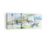 Impression sur Toile 100x40cm Tableaux Image Photo Chemin urbain parc paysage