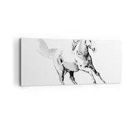 Impression sur Toile 100x40cm Tableaux Image Photo Cheval Galop Des Animaux