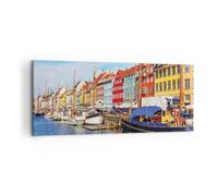Impression sur Toile 100x40cm Tableaux Image Photo Copenhague Nahavn Navires