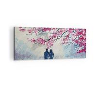 Impression sur Toile 100x40cm Tableaux Image Photo Couple Paris Arbre Decoration