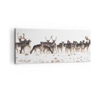 Impression sur Toile 100x40cm Tableaux Image Photo Deer hiver faune paysage
