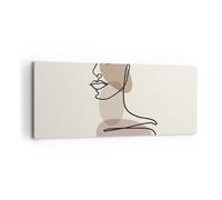 Impression sur Toile 100x40cm Tableaux Image Photo Dessin Single-Line Femme