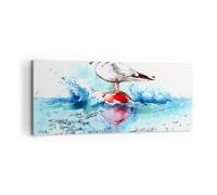 Impression sur Toile 100x40cm Tableaux Image Photo Eau poissons Mouette faim