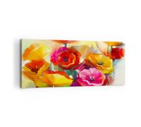 Impression sur Toile 100x40cm Tableaux Image Photo Fleurs Printemps Flore Jardin