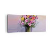 Impression sur Toile 100x40cm Tableaux Image Photo Fleurs Vase Graphiques