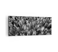 Impression sur Toile 100x40cm Tableaux Image Photo Gratte Ciels Avec Montagnes