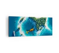 Impression sur Toile 100x40cm Tableaux Image Photo Hélicoptère océan île paradis