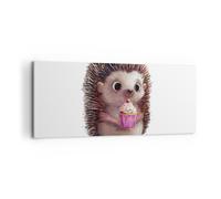 Impression sur Toile 100x40cm Tableaux Image Photo Hérisson Cupcake Pour Enfants
