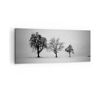 Impression sur Toile 100x40cm Tableaux Image Photo Hiver Arbres Neige Decoration