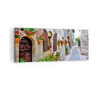 Impression sur Toile 100x40cm Tableaux Image Photo Italie rue fleurs histoire