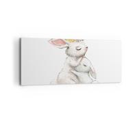 Impression sur Toile 100x40cm Tableaux Image Photo Lapin Lièvre Enfants