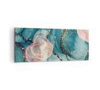 Impression sur Toile 100x40cm Tableaux Image Photo Liquide Or Rose Decoration