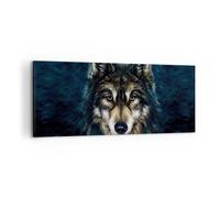 Impression sur Toile 100x40cm Tableaux Image Photo Loup Sombre Graphiques