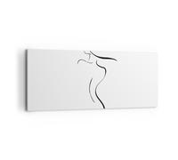 Impression sur Toile 100x40cm Tableaux Image Photo Minimalisme Femme Chapeau