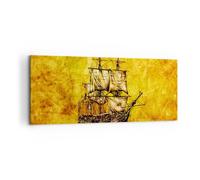 Impression sur Toile 100x40cm Tableaux Image Photo Navire pirate océan trésor
