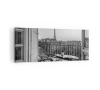 Impression sur Toile 100x40cm Tableaux Image Photo Noir Et Blanc Paris Balcon