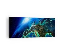 Impression sur Toile 100x40cm Tableaux Image Photo Nuit espace monde vue