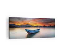 Impression sur Toile 100x40cm Tableaux Image Photo Ouest Le Soleil Bateau