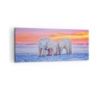 Impression sur Toile 100x40cm Tableaux Image Photo Ours Hiver Neige famille