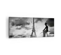 Impression sur Toile 100x40cm Tableaux Image Photo Paris Gentleman Vélo