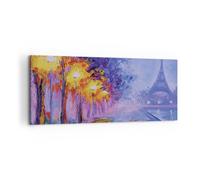 Impression sur Toile 100x40cm Tableaux Image Photo Paris Lanternes Eiffel