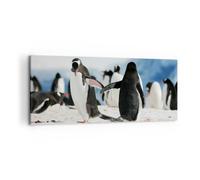 Impression sur Toile 100x40cm Tableaux Image Photo Pingouins Hiver nature neige