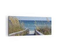 Impression sur Toile 100x40cm Tableaux Image Photo Plage Dune Piste Decoration