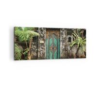 Impression sur Toile 100x40cm Tableaux Image Photo Portail Porte Vert Decoration