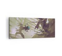 Impression sur Toile 100x40cm Tableaux Image Photo Robot samouraï épée combats