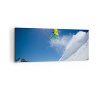 Impression sur Toile 100x40cm Tableaux Image Photo Ski hiver neige montagne