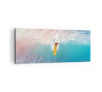 Impression sur Toile 100x40cm Tableaux Image Photo Surf Vague Lumière Decoration