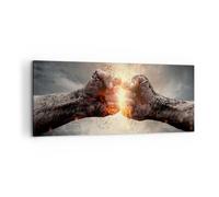 Impression sur Toile 100x40cm Tableaux Image Photo Symbole poing combat