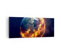 Impression sur Toile 100x40cm Tableaux Image Photo Univers Terre Feu globe