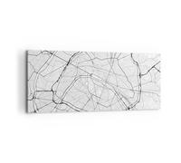Impression sur Toile 100x40cm Tableaux Image Photo Ville Carte Paris Decoration