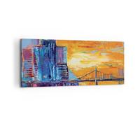 Impression sur Toile 100x40cm Tableaux Image Photo Ville Pont Empâtement