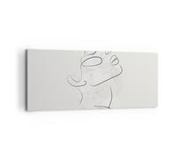 Impression sur Toile 100x40cm Tableaux Image Photo Visage Ligne Esquisse