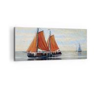 Impression sur Toile 100x40cm Tableaux Image Photo Voiliers Pétrole Orange