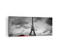 Impression sur Toile 100x40cm Tableaux Image Photo Voiture Eiffle Paris ville