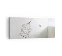 Impression sur Toile 100x40cm Tableaux Image Photo Vol Oiseau Cage Decoration
