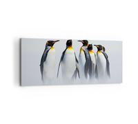 Impression sur Toile 100x40cm Tableaux Image Pingouins Hiver Neige Promenade