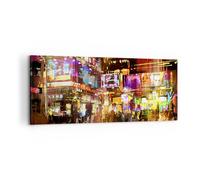 Impression sur Toile 100x40cm Tableaux Image Rue lumières nuit illustration