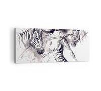 Impression sur Toile 100x40cm Tableaux Image Zèbres mouvement élégance femme