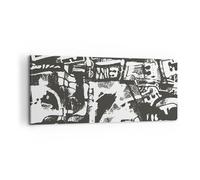 Impression sur Toile 100x40cm Tableaux Noir Et Blanc Chiffres L'Abstraction