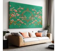 Impression sur Toile 100x50cm, Image sur Toile Affiche Style Chinois Classique Magnolias Roses Tableau Decoration Murale Salon Chambre Coucher Salle de Bains Toiles Peinture